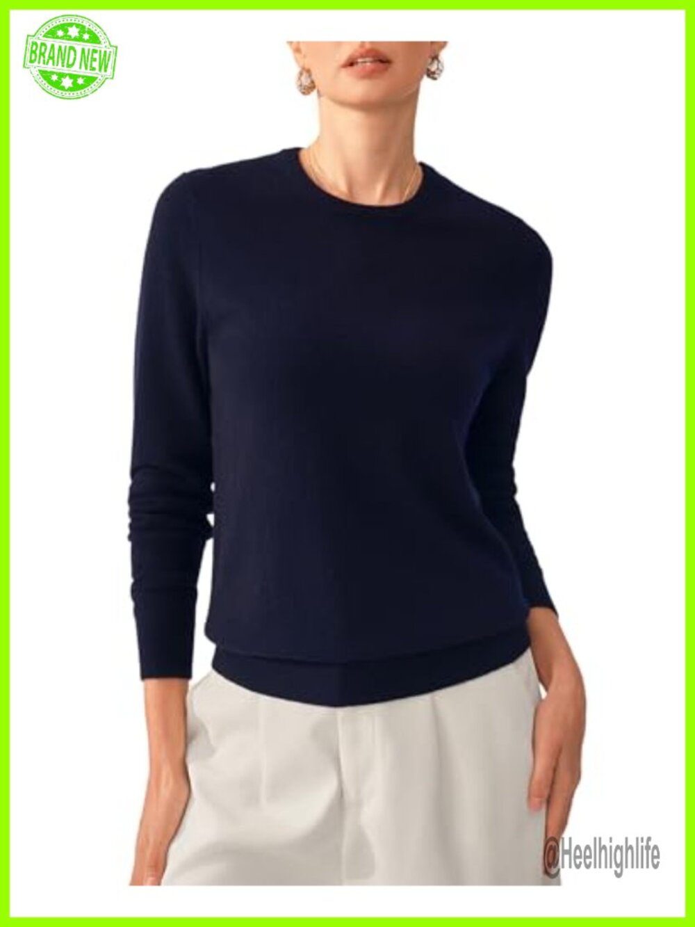 100% Pure Cashmere Crewneck Sweater Long Sleeve Pullover